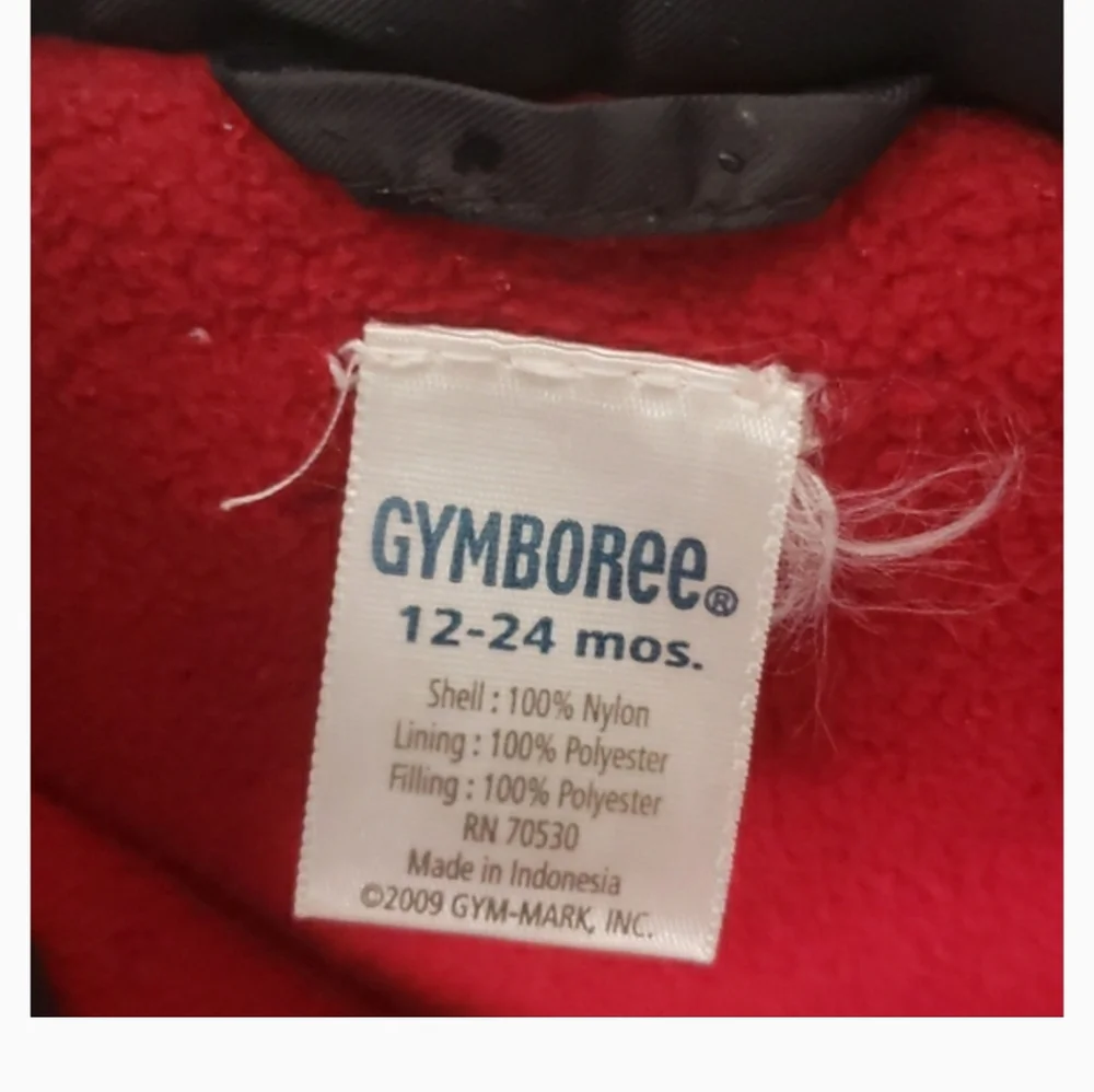Gymbooree's Toddlers Puffer vest 12-24 months black and red